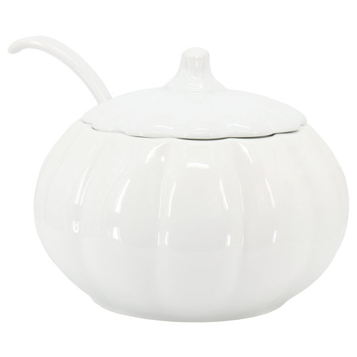 Martha Stewart 5 Quart Fine Ceramic Pumpkin Soup Tureen With Lid and